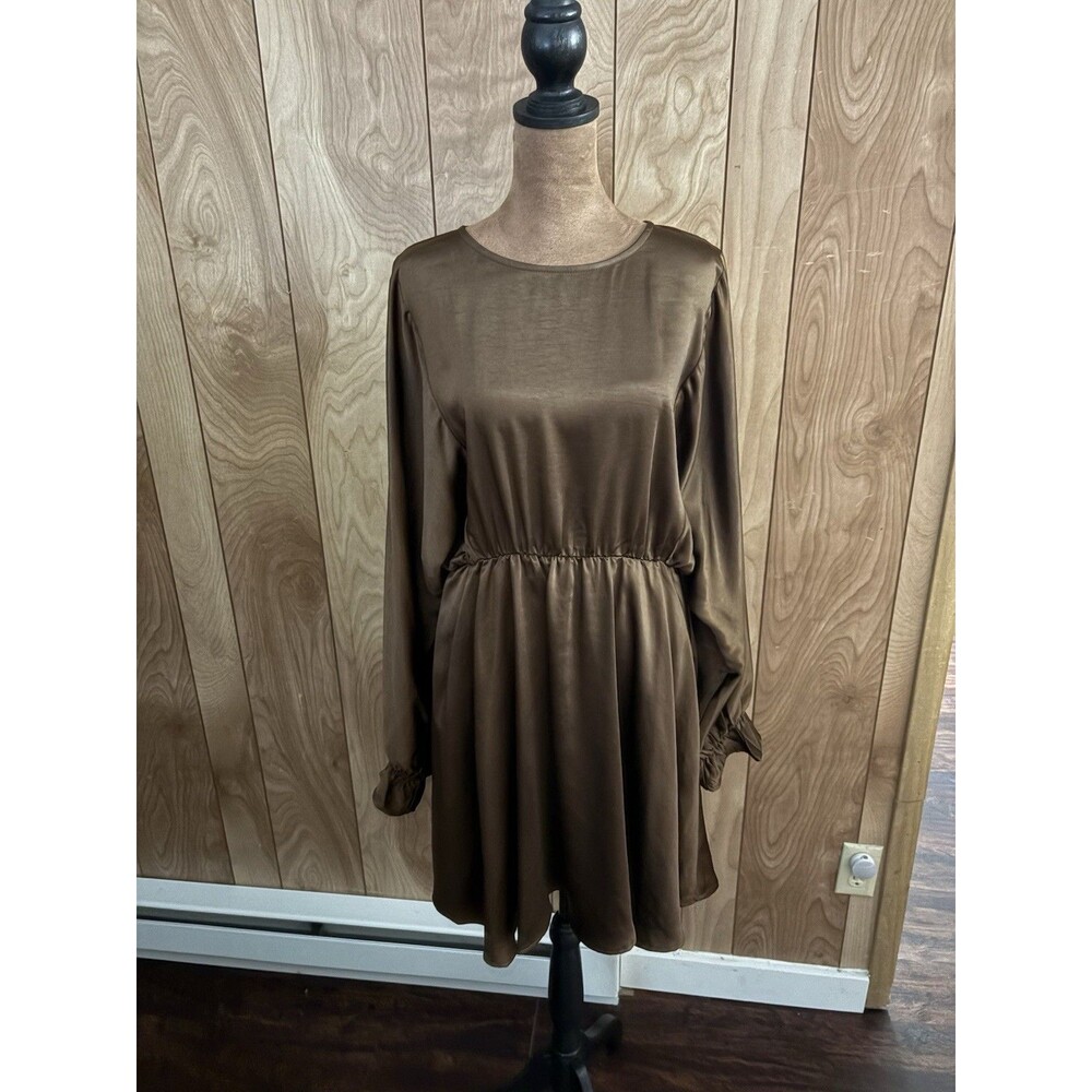 Sadie & Sage Warm Tea Dolman Sleeve Mini Dress Brown‎ Size Large